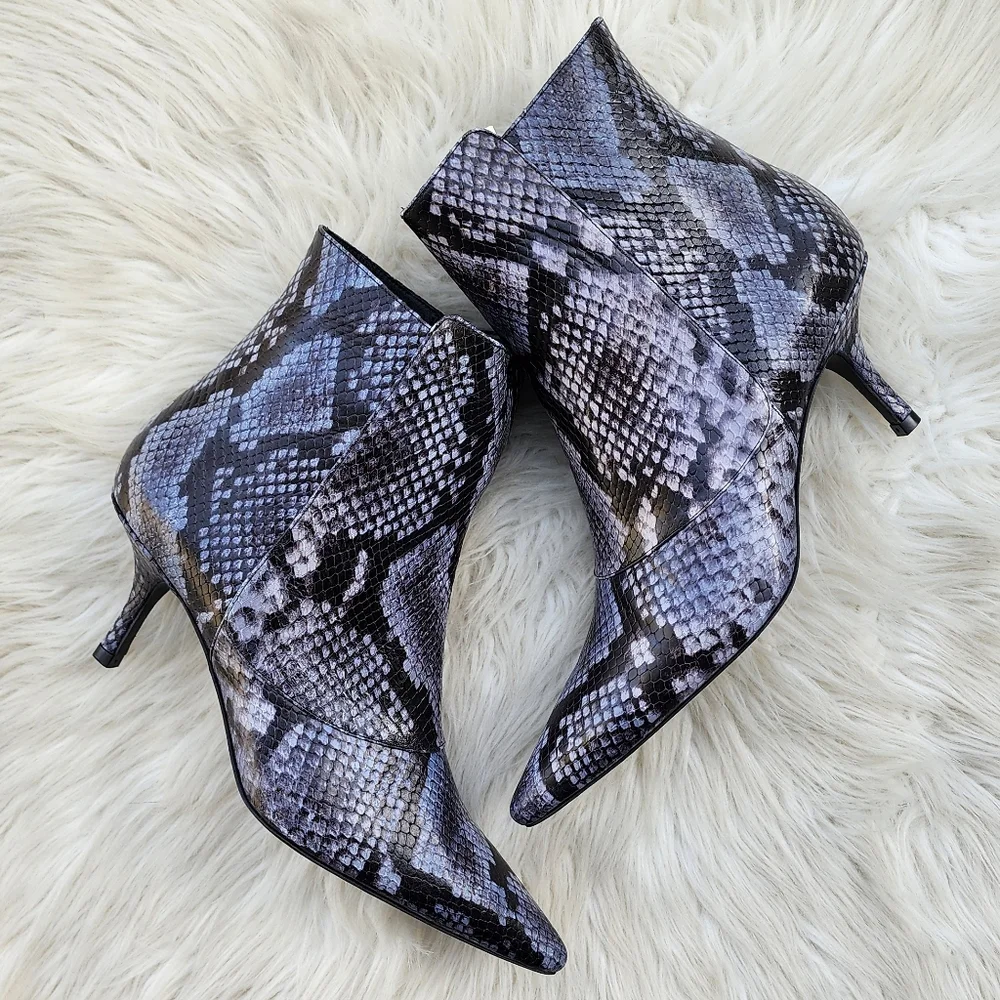 New Anine Bing Ava Boot Cloudy Blue Python